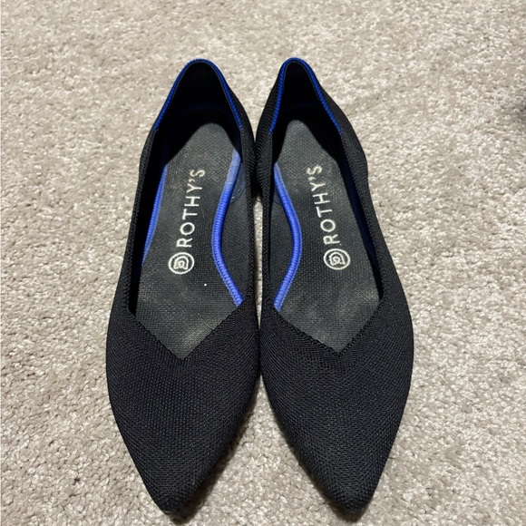 Rothy's Shoes - Rothy's Women's Flats in Black with Blue Trim
